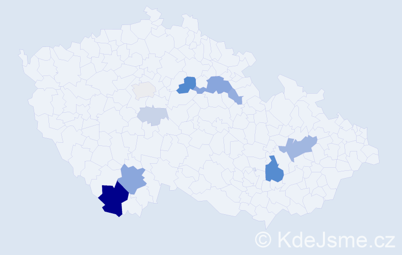 Příjmení: 'Paráček', počet výskytů 35 v celé ČR