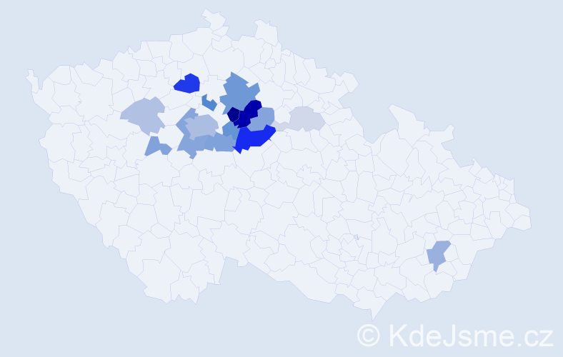 Příjmení: 'Baštecký', počet výskytů 49 v celé ČR