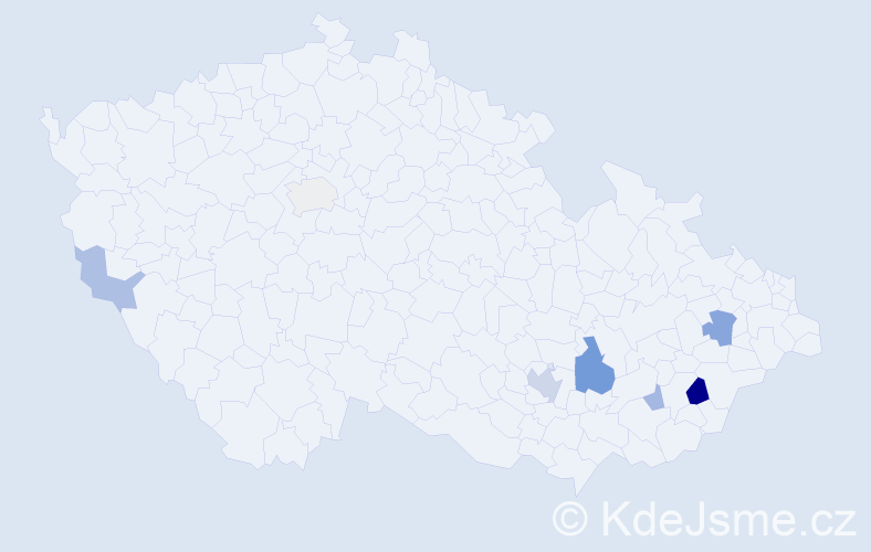 Příjmení: 'Provalil', počet výskytů 14 v celé ČR