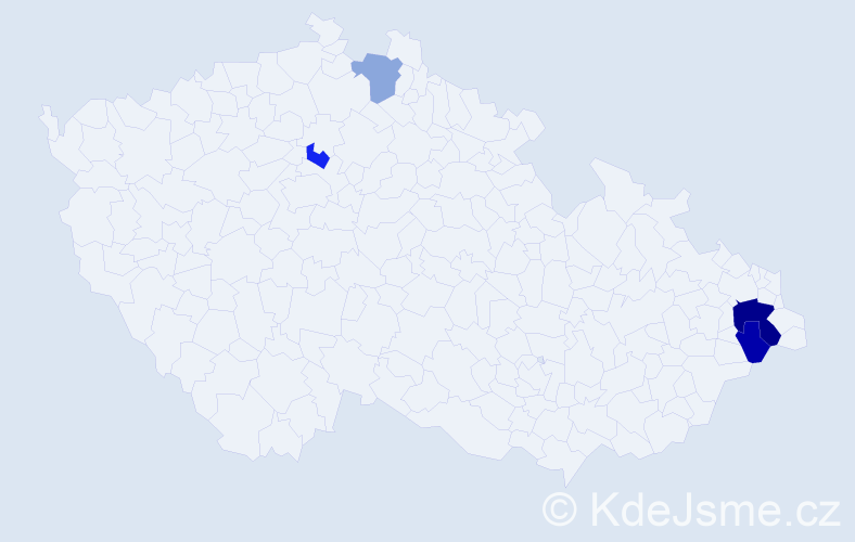 Příjmení: 'Vágo', počet výskytů 7 v celé ČR