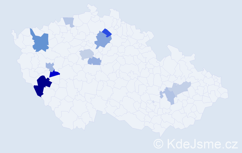 Příjmení: 'Šnour', počet výskytů 24 v celé ČR