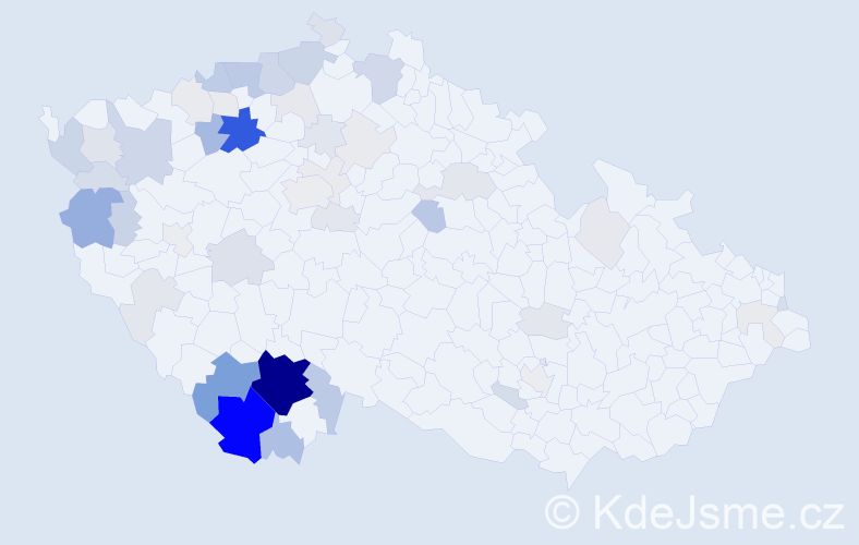 Příjmení: 'Postlová', počet výskytů 204 v celé ČR