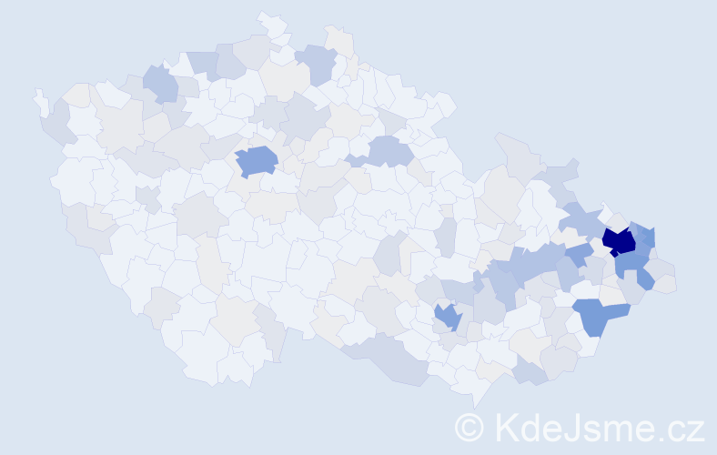 Příjmení: 'Kubica', počet výskytů 789 v celé ČR