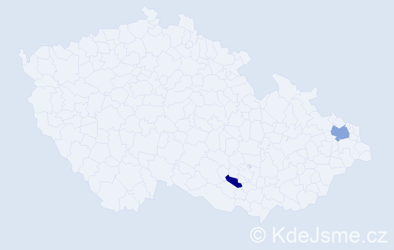 Příjmení: 'Mysla', počet výskytů 3 v celé ČR