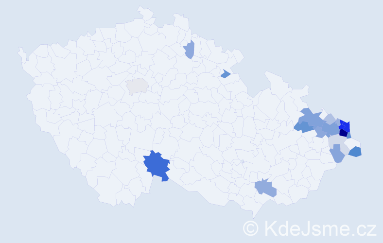 Příjmení: 'Kornas', počet výskytů 66 v celé ČR