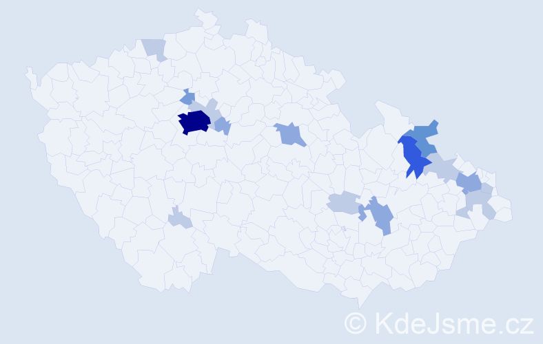 Příjmení: 'Sakalová', počet výskytů 39 v celé ČR