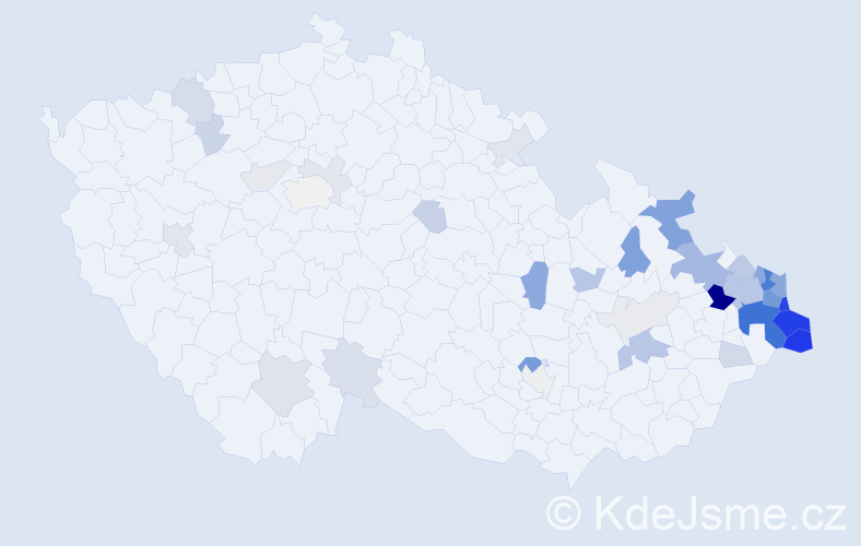Příjmení: 'Bajtková', počet výskytů 152 v celé ČR