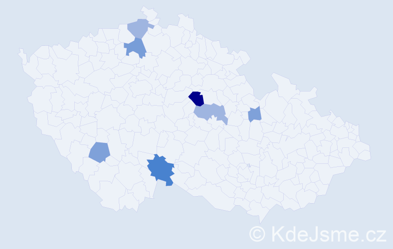 Příjmení: 'Káles', počet výskytů 18 v celé ČR