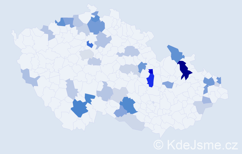 Příjmení: 'Pintér', počet výskytů 98 v celé ČR