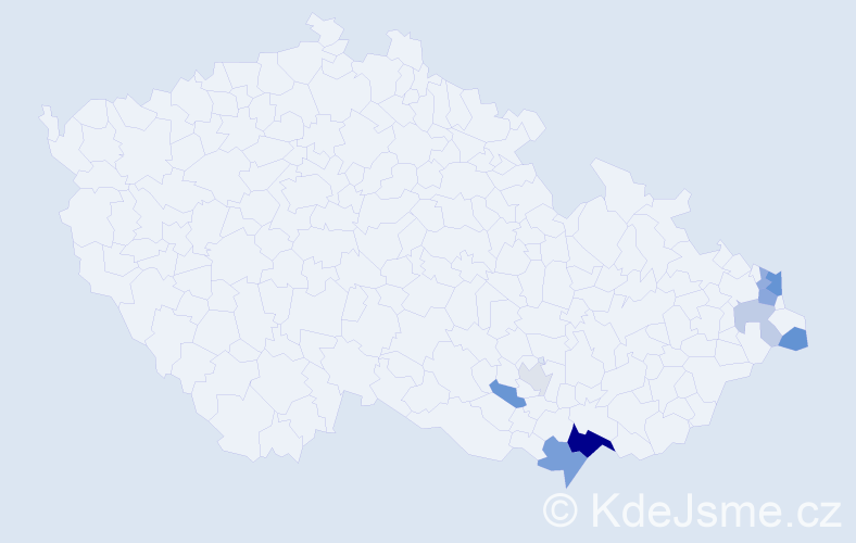Příjmení: 'Halabrinová', počet výskytů 19 v celé ČR