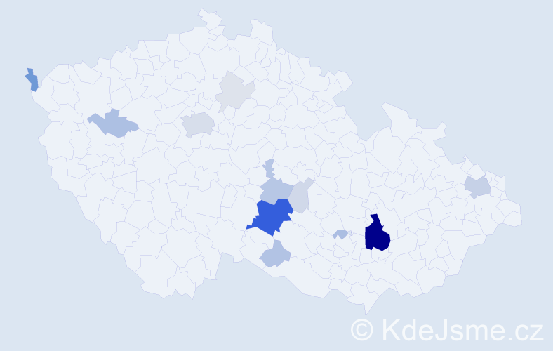 Příjmení: 'Hőferová', počet výskytů 60 v celé ČR