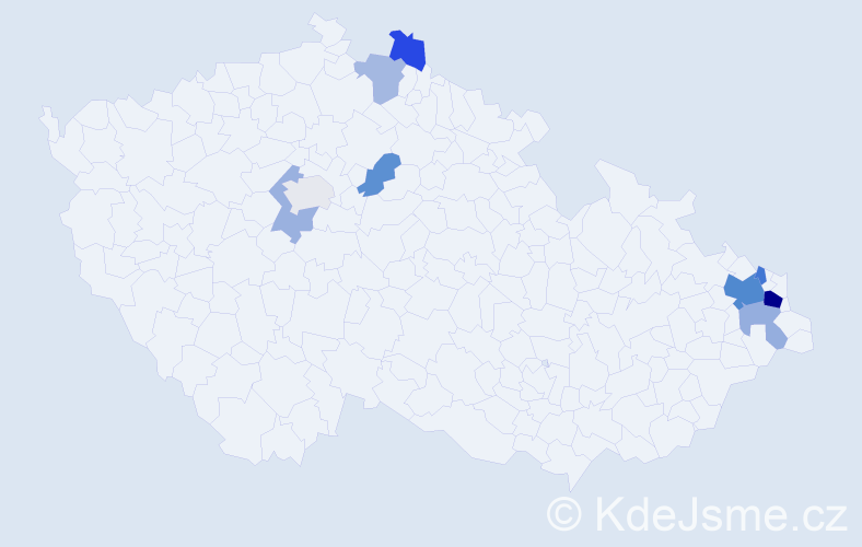 Příjmení: 'Gajdáčková', počet výskytů 18 v celé ČR