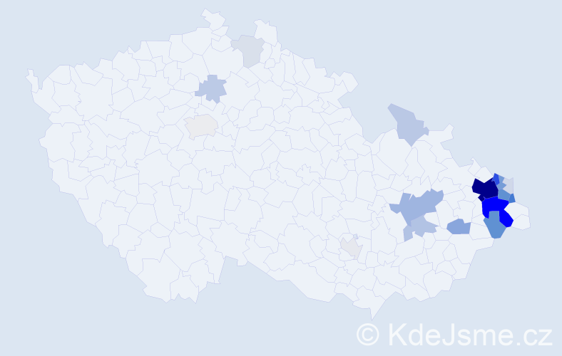 Příjmení: 'Vozňáková', počet výskytů 92 v celé ČR