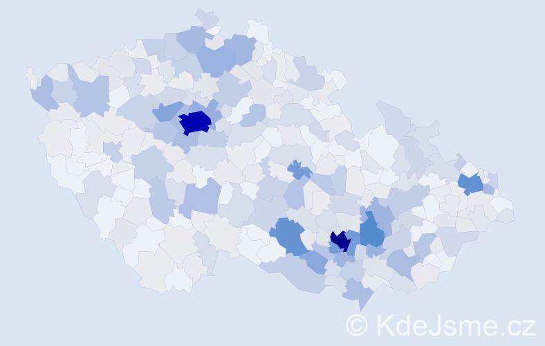 Příjmení: 'Hladký', počet výskytů 1357 v celé ČR