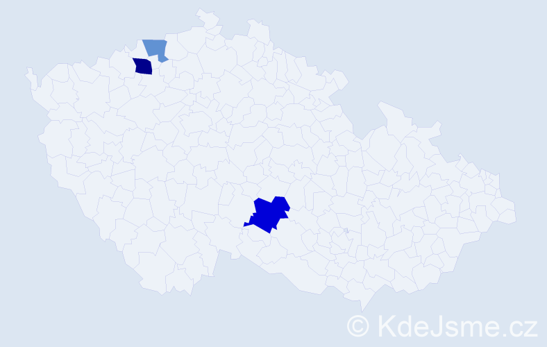 Příjmení: 'Klimsová', počet výskytů 5 v celé ČR