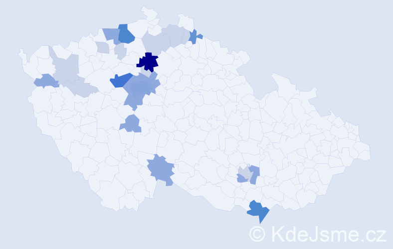 Příjmení: 'Vilda', počet výskytů 63 v celé ČR