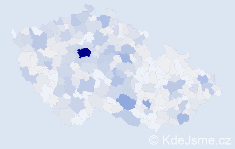 Příjmení: 'Kafka', počet výskytů 1760 v celé ČR