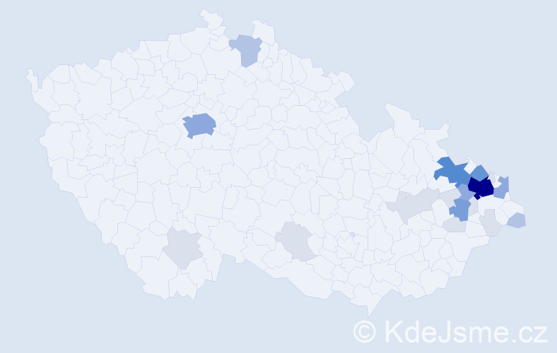 Příjmení: 'Honzková', počet výskytů 82 v celé ČR