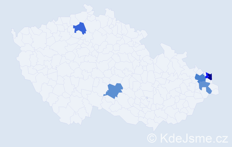 Příjmení: 'Kleberc', počet výskytů 9 v celé ČR