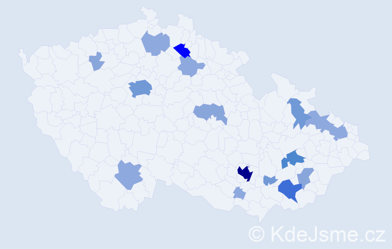 Příjmení: 'Ledabylová', počet výskytů 46 v celé ČR