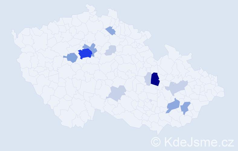 Příjmení: 'Bádal', počet výskytů 35 v celé ČR