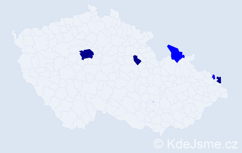 Příjmení: 'Mile', počet výskytů 8 v celé ČR
