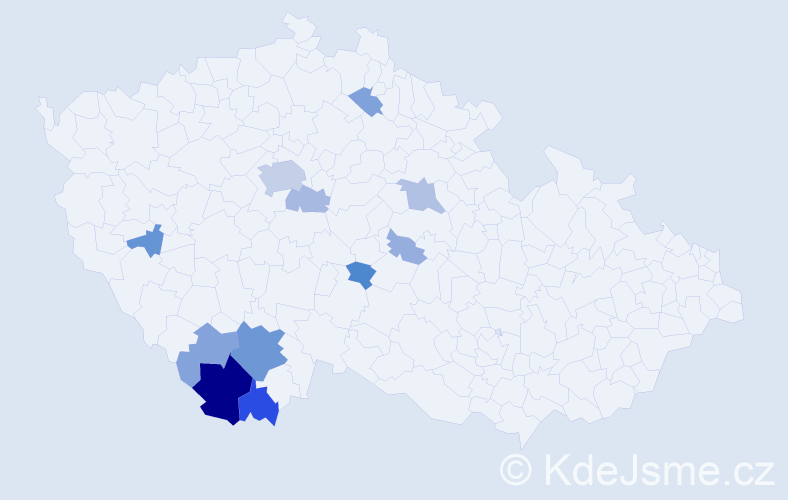 Příjmení: 'Muk', počet výskytů 51 v celé ČR