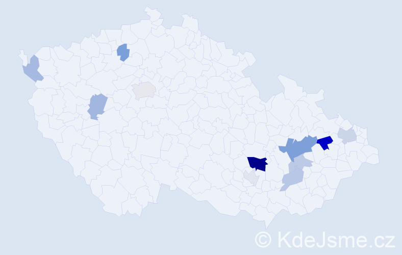 Příjmení: 'Dunaja', počet výskytů 23 v celé ČR