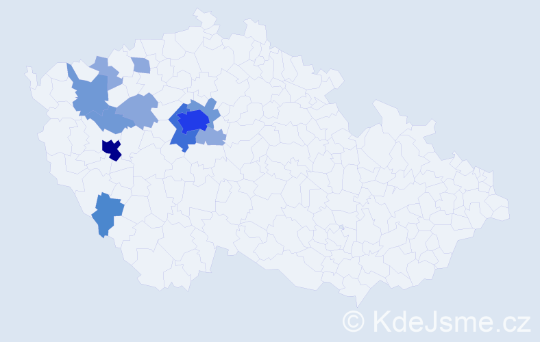 Příjmení: 'Kopač', počet výskytů 38 v celé ČR