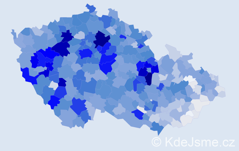 Příjmení: 'Beneš', počet výskytů 9431 v celé ČR