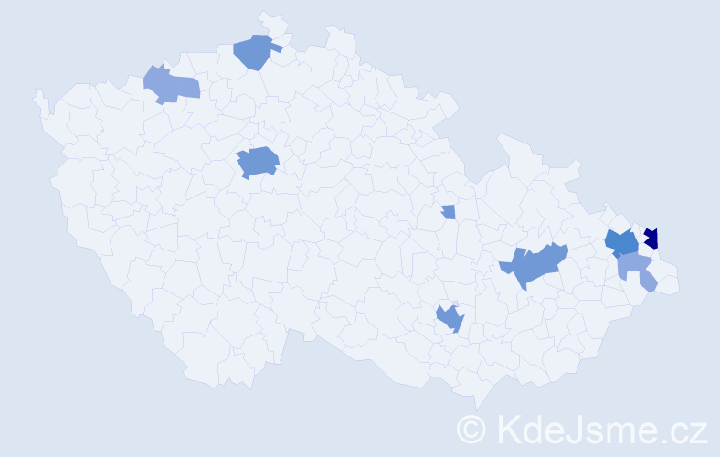 Příjmení: 'Kuzněcovová', počet výskytů 22 v celé ČR