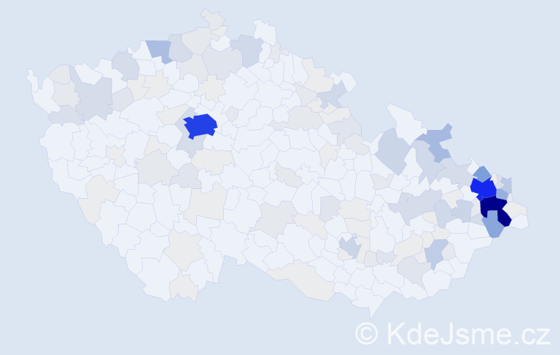Příjmení: 'Koval', počet výskytů 504 v celé ČR