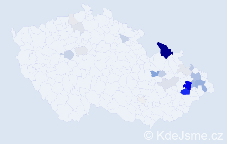 Příjmení: 'Furmánková', počet výskytů 92 v celé ČR