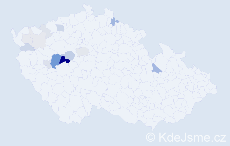Příjmení: 'Kebrdlová', počet výskytů 54 v celé ČR