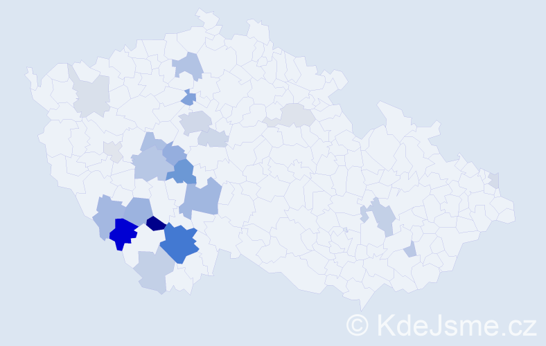 Příjmení: 'Daňhová', počet výskytů 59 v celé ČR