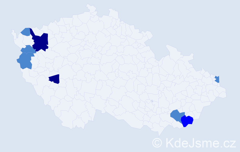 Příjmení: 'Kondel', počet výskytů 13 v celé ČR