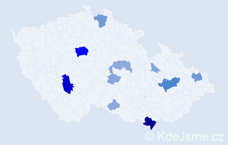 Příjmení: 'Čuka', počet výskytů 40 v celé ČR