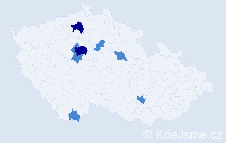 Příjmení: 'Chernysheva', počet výskytů 11 v celé ČR
