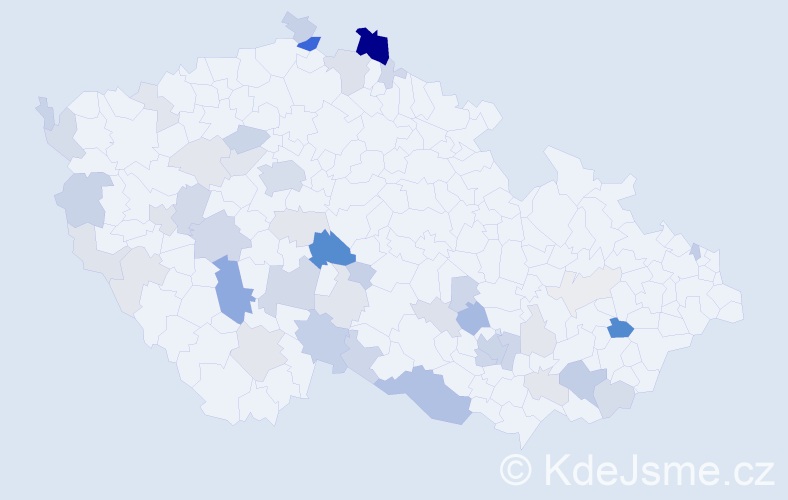 Příjmení: 'Kokta', počet výskytů 147 v celé ČR