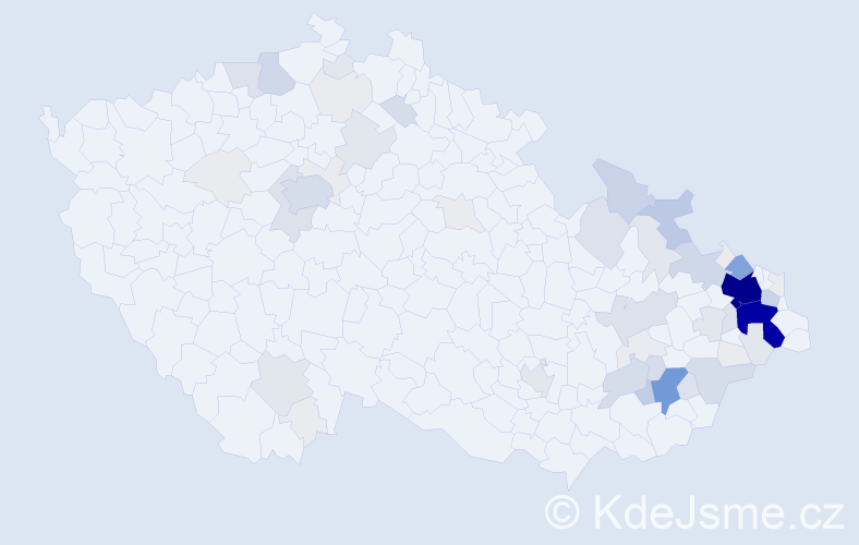Příjmení: 'Řeha', počet výskytů 286 v celé ČR