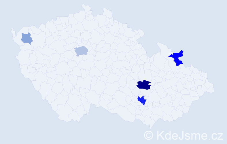 Příjmení: 'Bursáková', počet výskytů 21 v celé ČR
