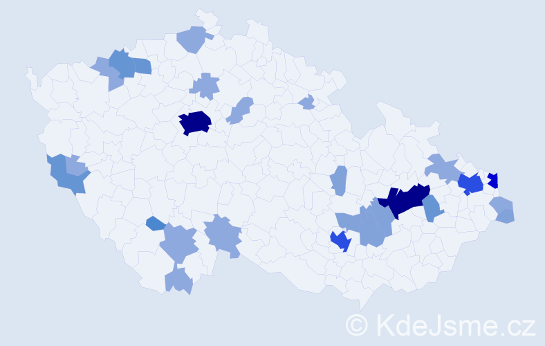 Příjmení: 'Turčanová', počet výskytů 70 v celé ČR