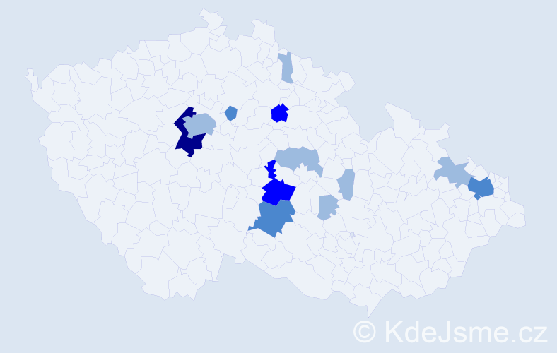Příjmení: 'Prajslerová', počet výskytů 22 v celé ČR