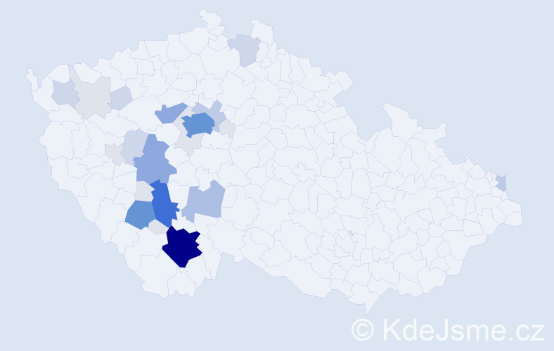 Příjmení: 'Vaňatová', počet výskytů 107 v celé ČR