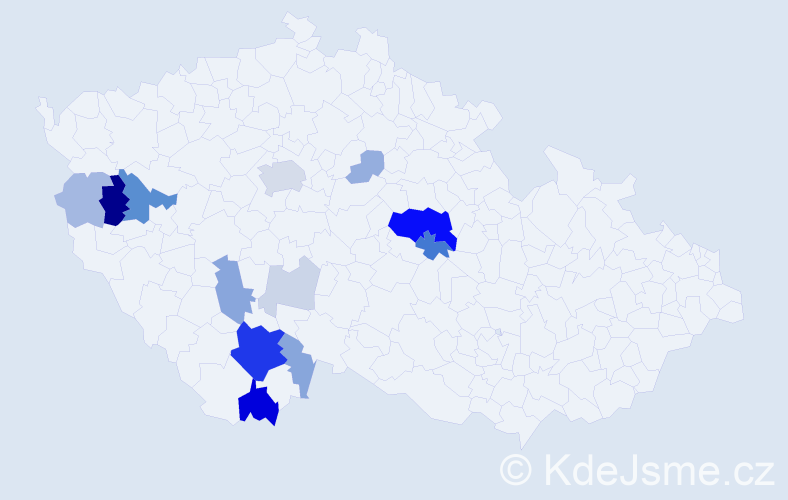 Příjmení: 'Tvrzická', počet výskytů 48 v celé ČR