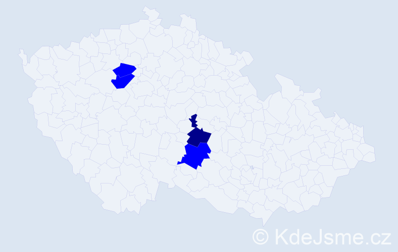 Příjmení: 'Klábeneš', počet výskytů 5 v celé ČR