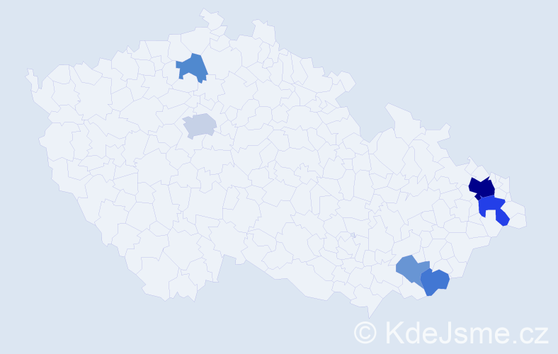 Příjmení: 'Kanyza', počet výskytů 14 v celé ČR