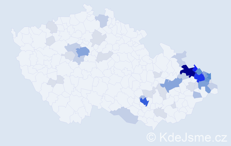 Příjmení: 'Stošková', počet výskytů 154 v celé ČR
