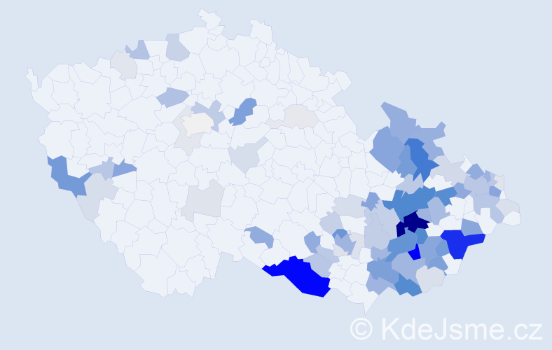 Příjmení: 'Bartoníková', počet výskytů 276 v celé ČR