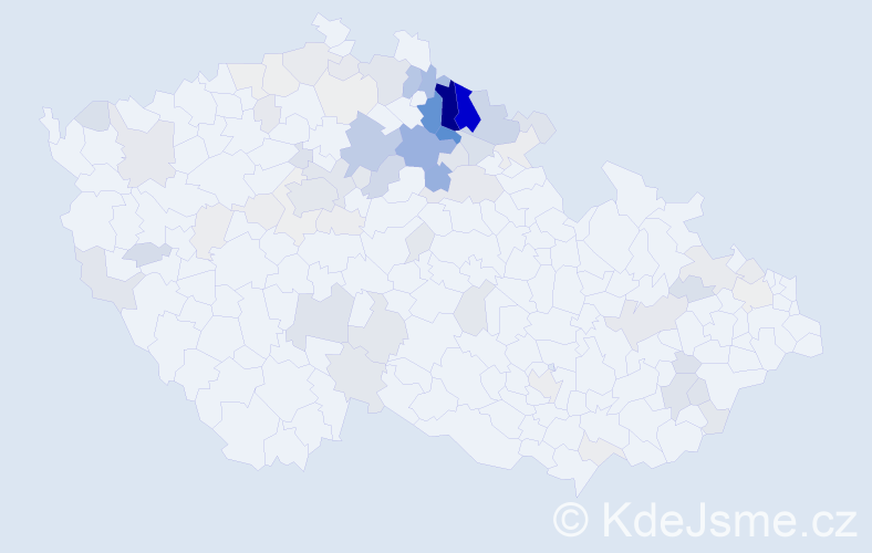 Příjmení: 'Kynčl', počet výskytů 262 v celé ČR